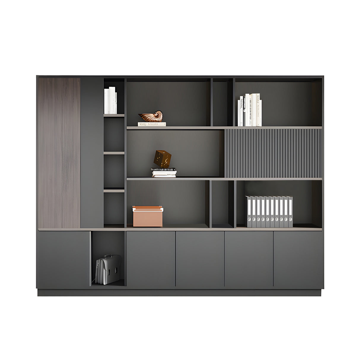 Elegant Storage Cabinet with Soft Lighting Strip and Open Storage