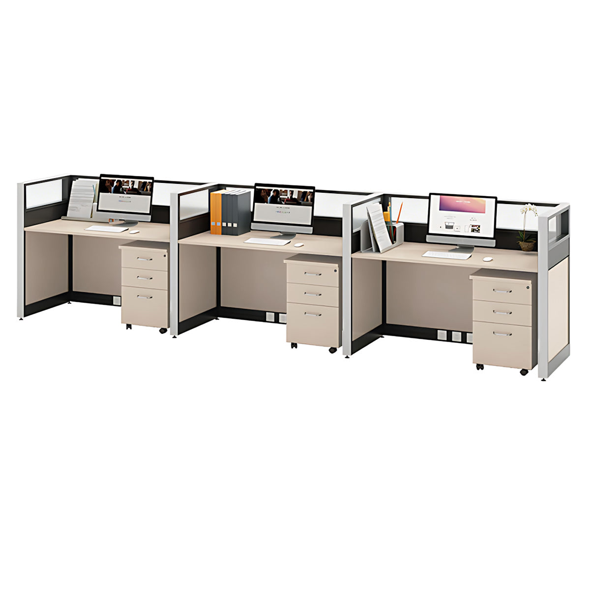 Modern Minimalist L-Shaped Office Desk 49–149 in Wide with Cable Management, Lockable Drawers, Steel Frame & Adjustable Height
