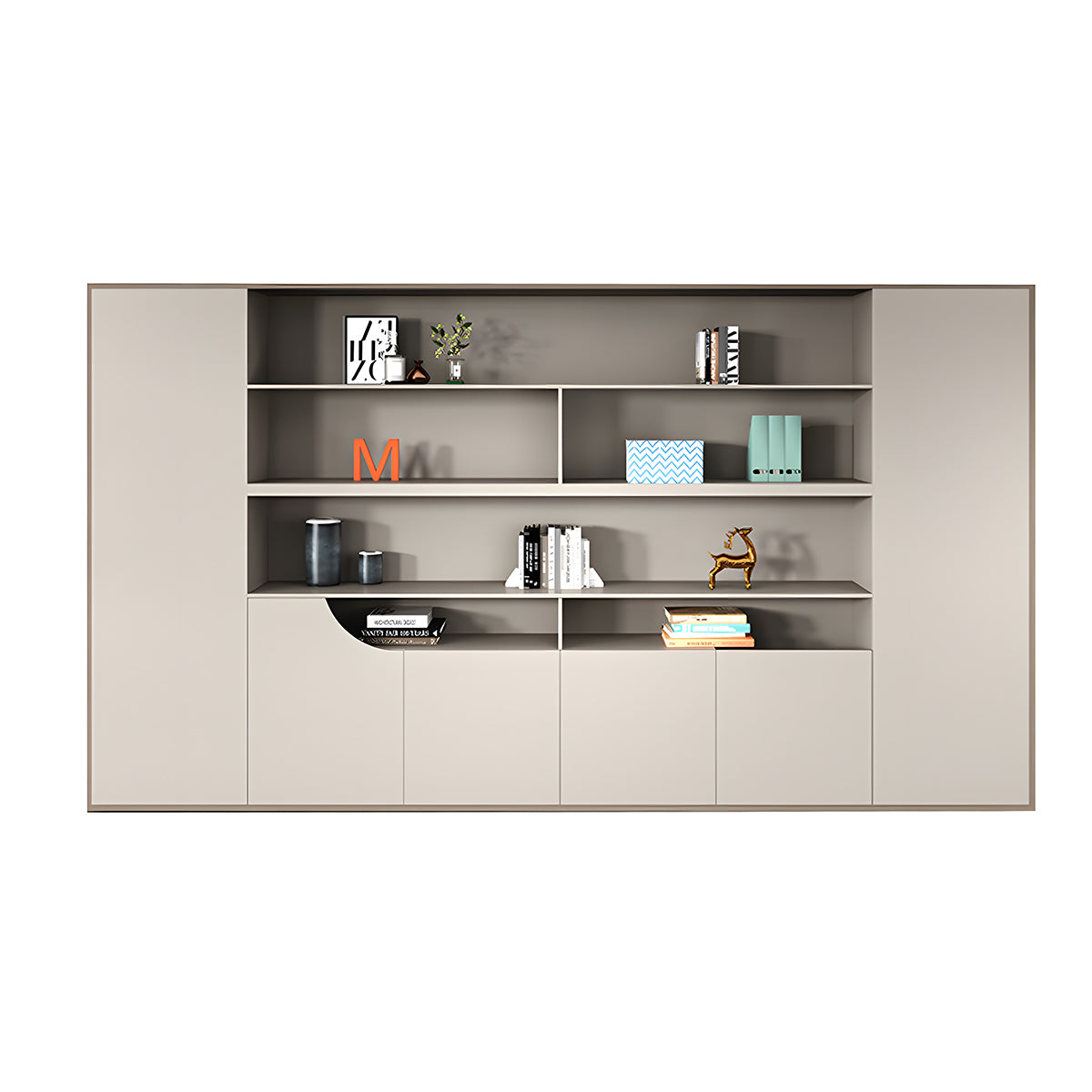 Minimalist Modern Storage Cabinet with Open and Closed Compartments