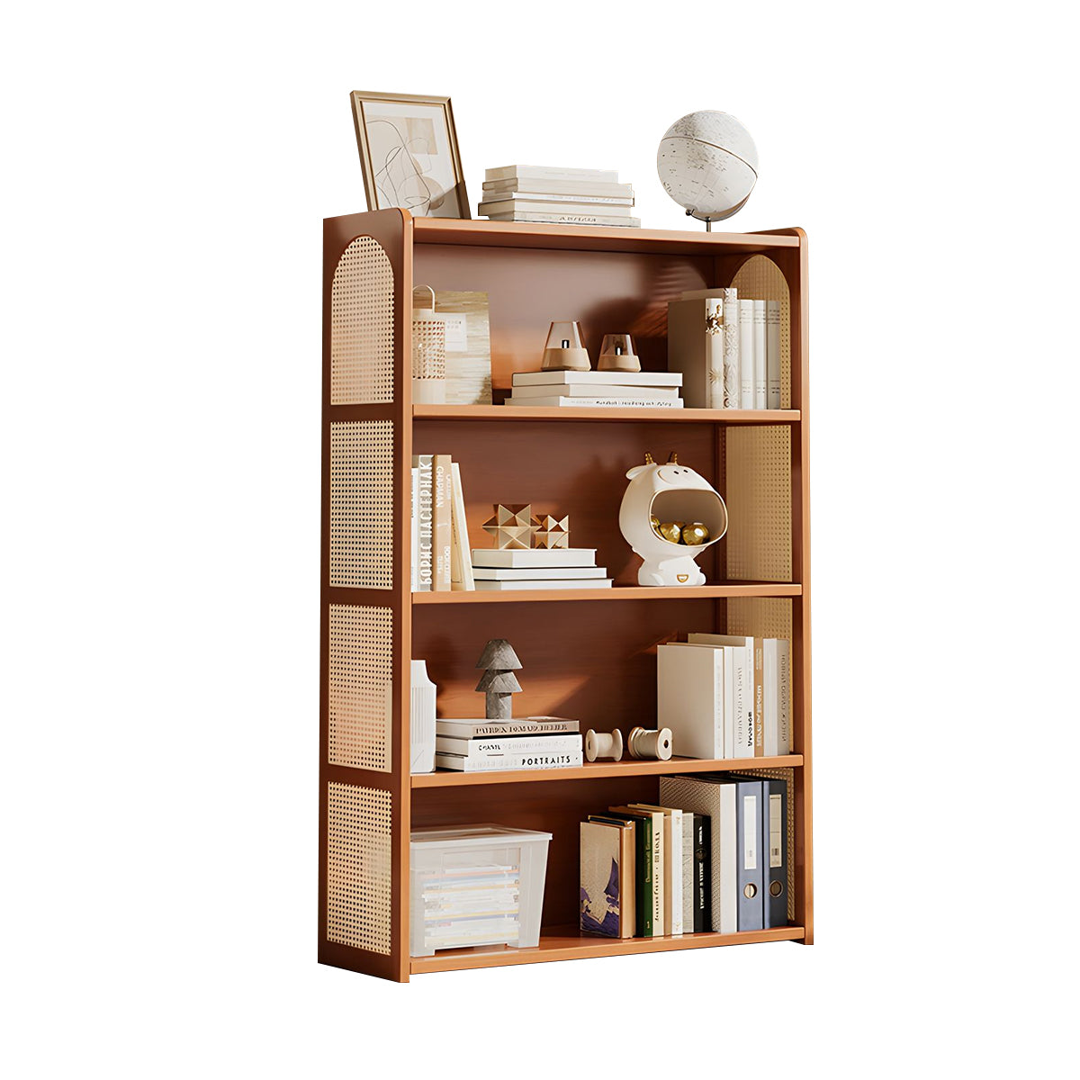 Multi-Functional Bamboo Bookshelf with Spacious Shelves and Raised Edges