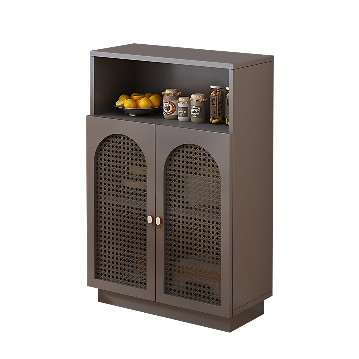 Modern Rattan Buffet Sideboard with Adjustable Shelves and Cabinet Storage