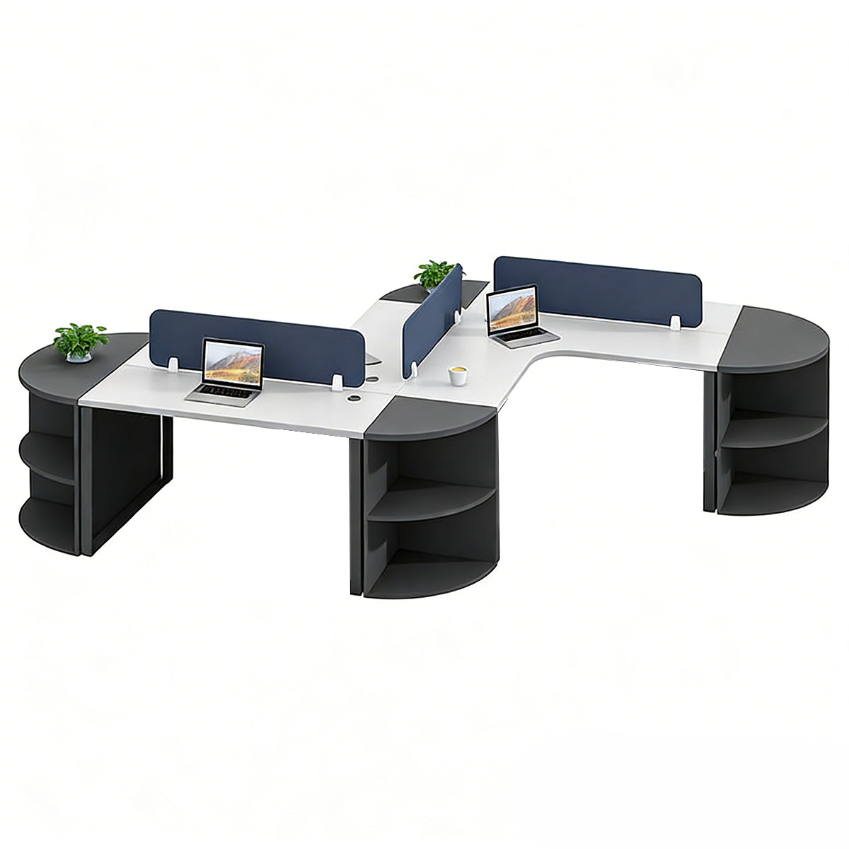 Spacious Office Desk with Privacy Panel and Cable Management