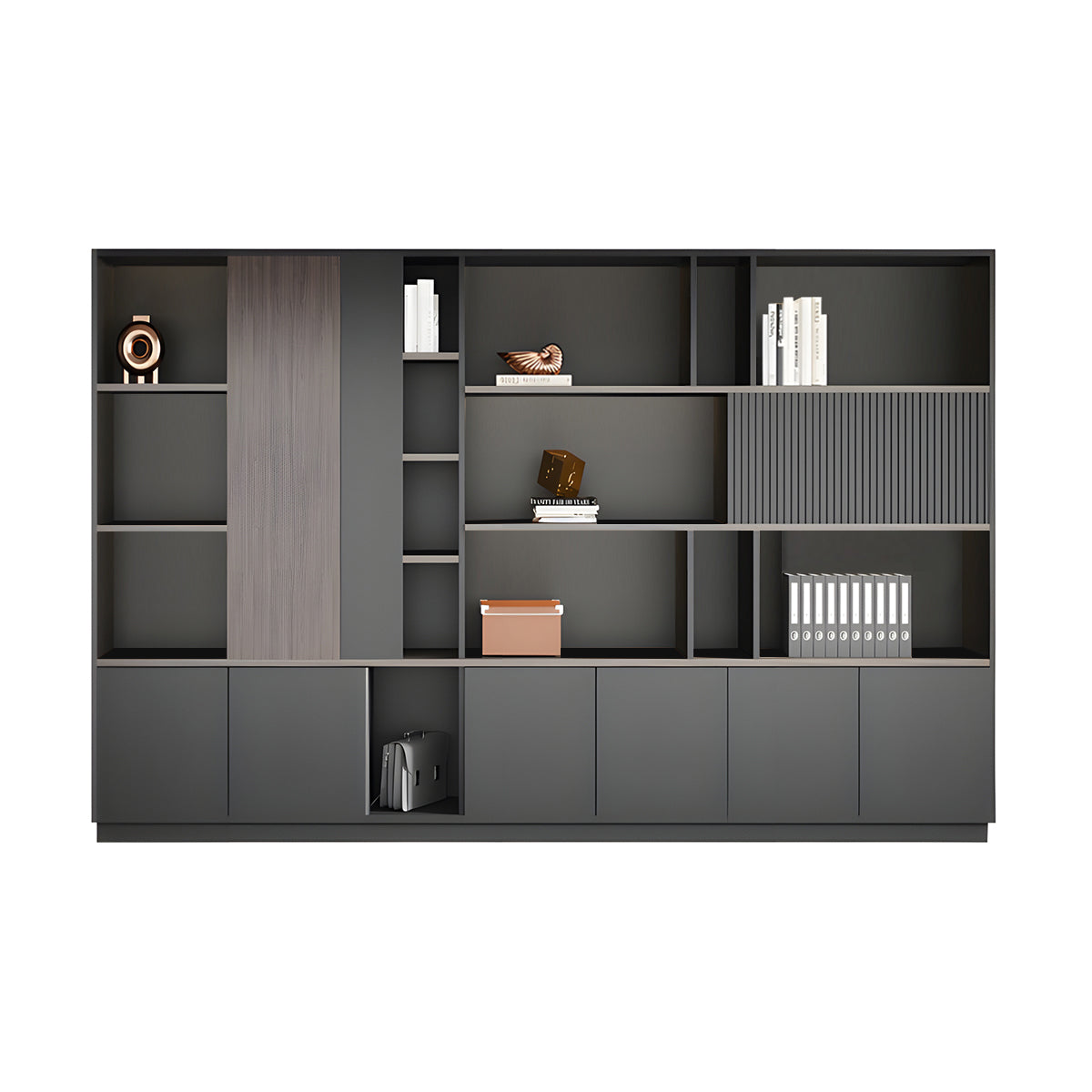Elegant Storage Cabinet with Soft Lighting Strip and Open Storage