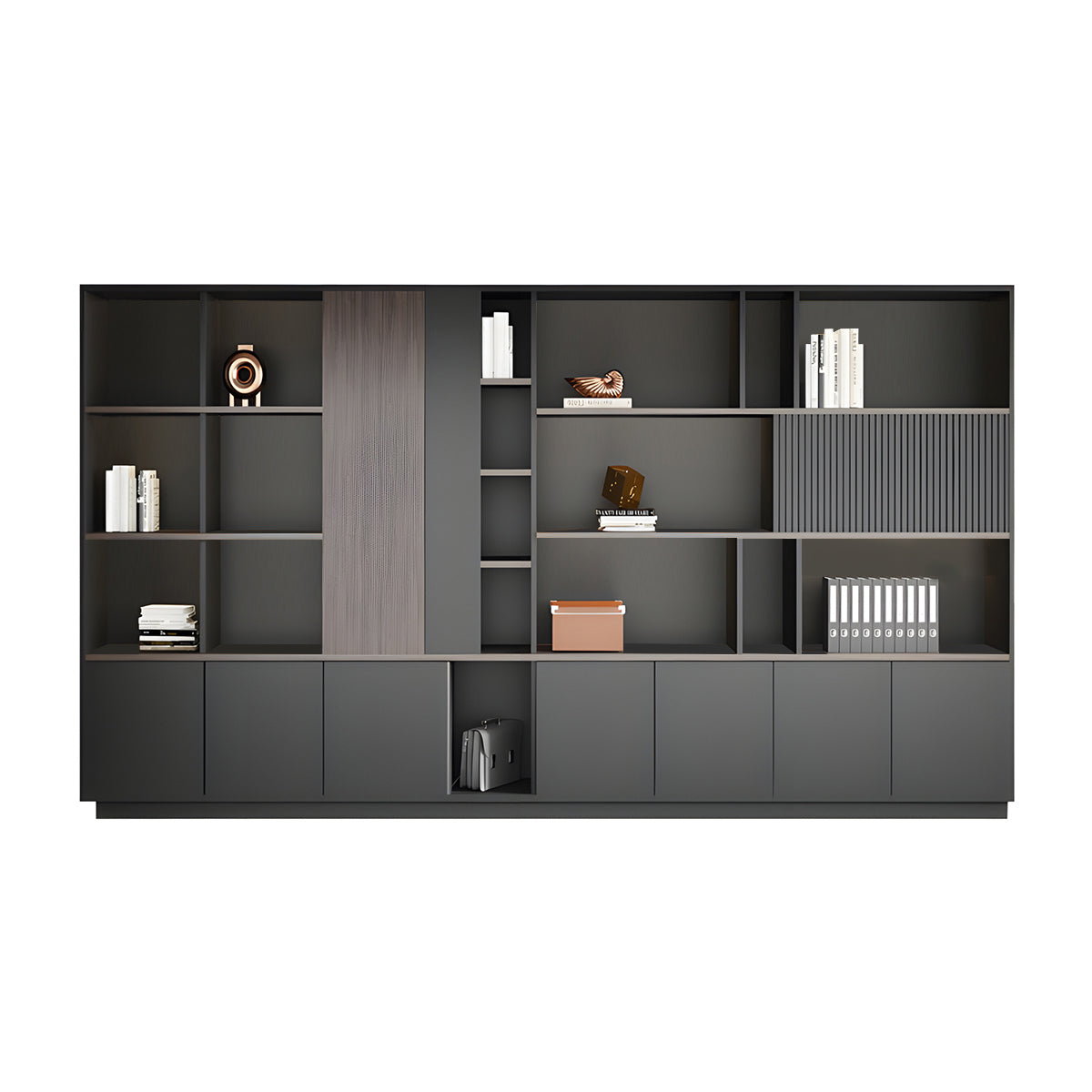Elegant Storage Cabinet with Soft Lighting Strip and Open Storage
