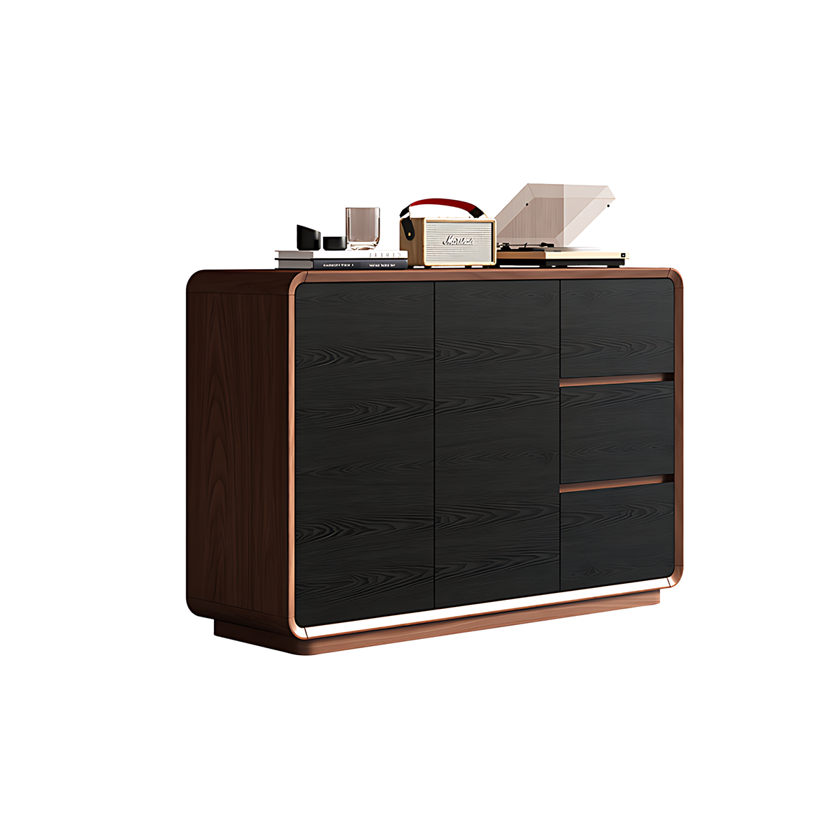 Sleek Solid Wood Sideboard with Adjustable Shelves and Hidden Handles