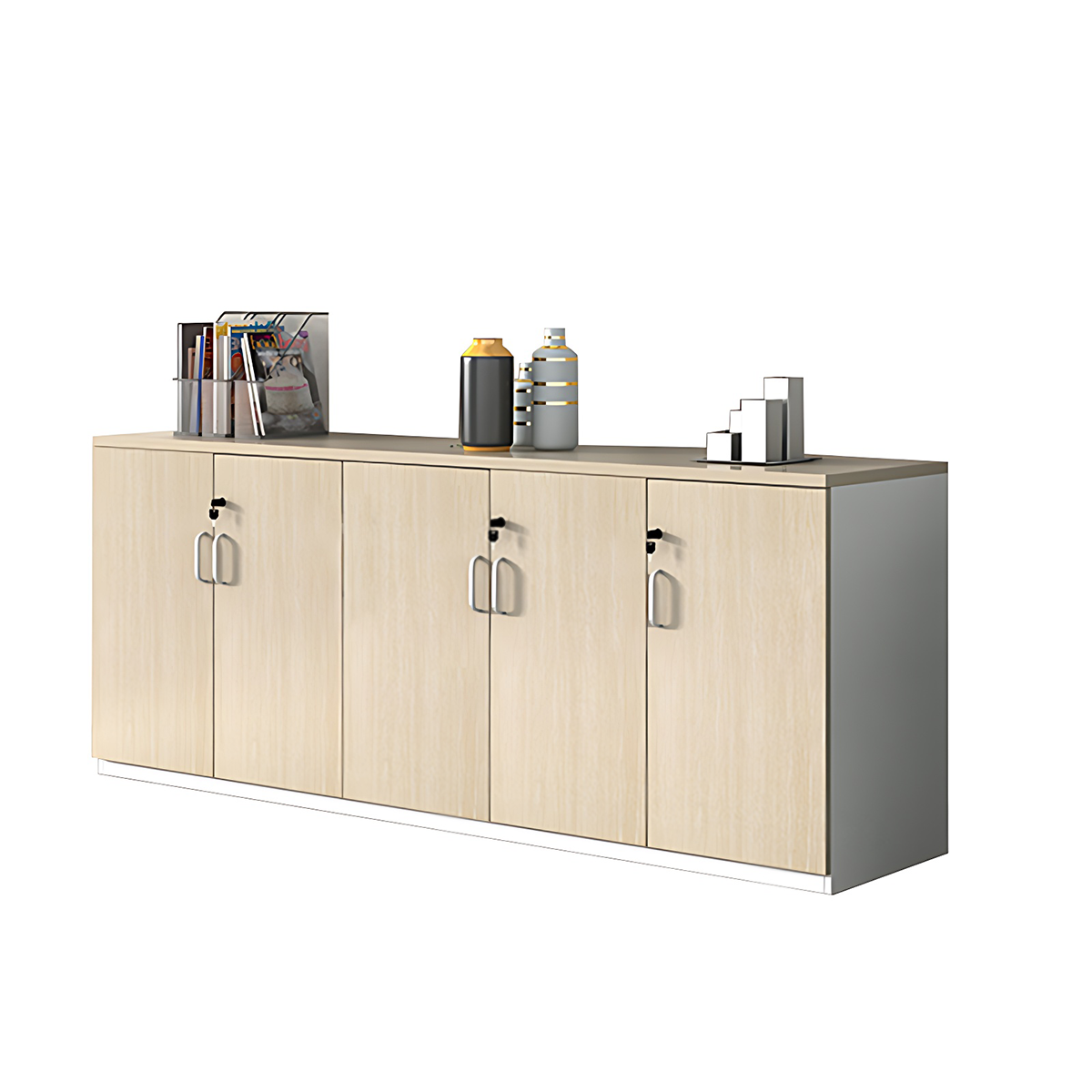 Minimalist Functional Storage Cabinet with Shelves and Drawers
