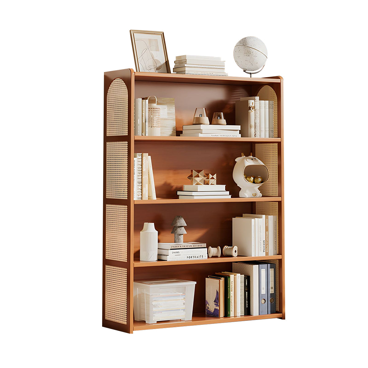 Multi-Functional Bamboo Bookshelf with Spacious Shelves and Raised Edges