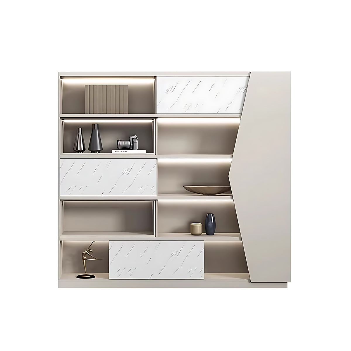 Minimalist Modern Storage Cabinet with Open and Closed Compartments
