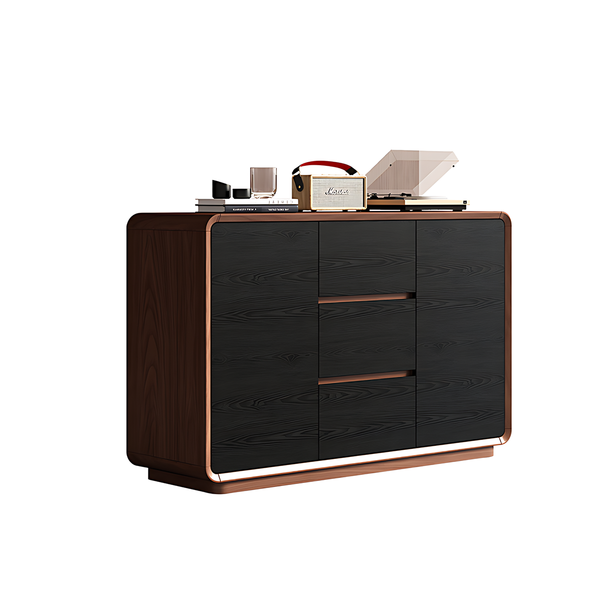 Sleek Solid Wood Sideboard with Adjustable Shelves and Hidden Handles