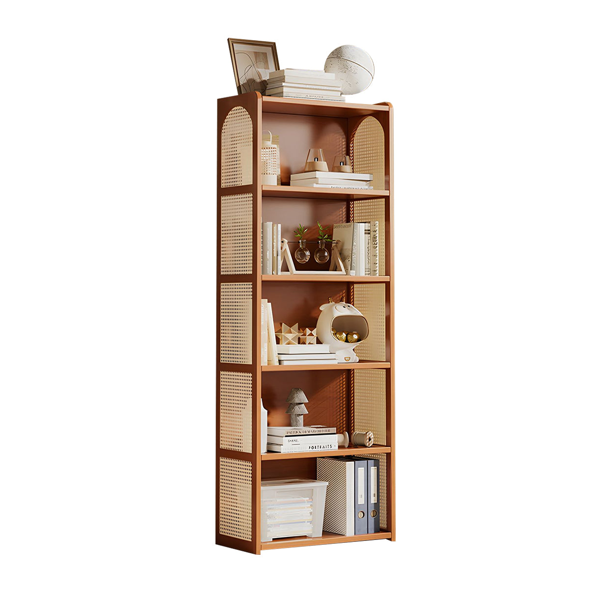 Multi-Functional Bamboo Bookshelf with Spacious Shelves and Raised Edges