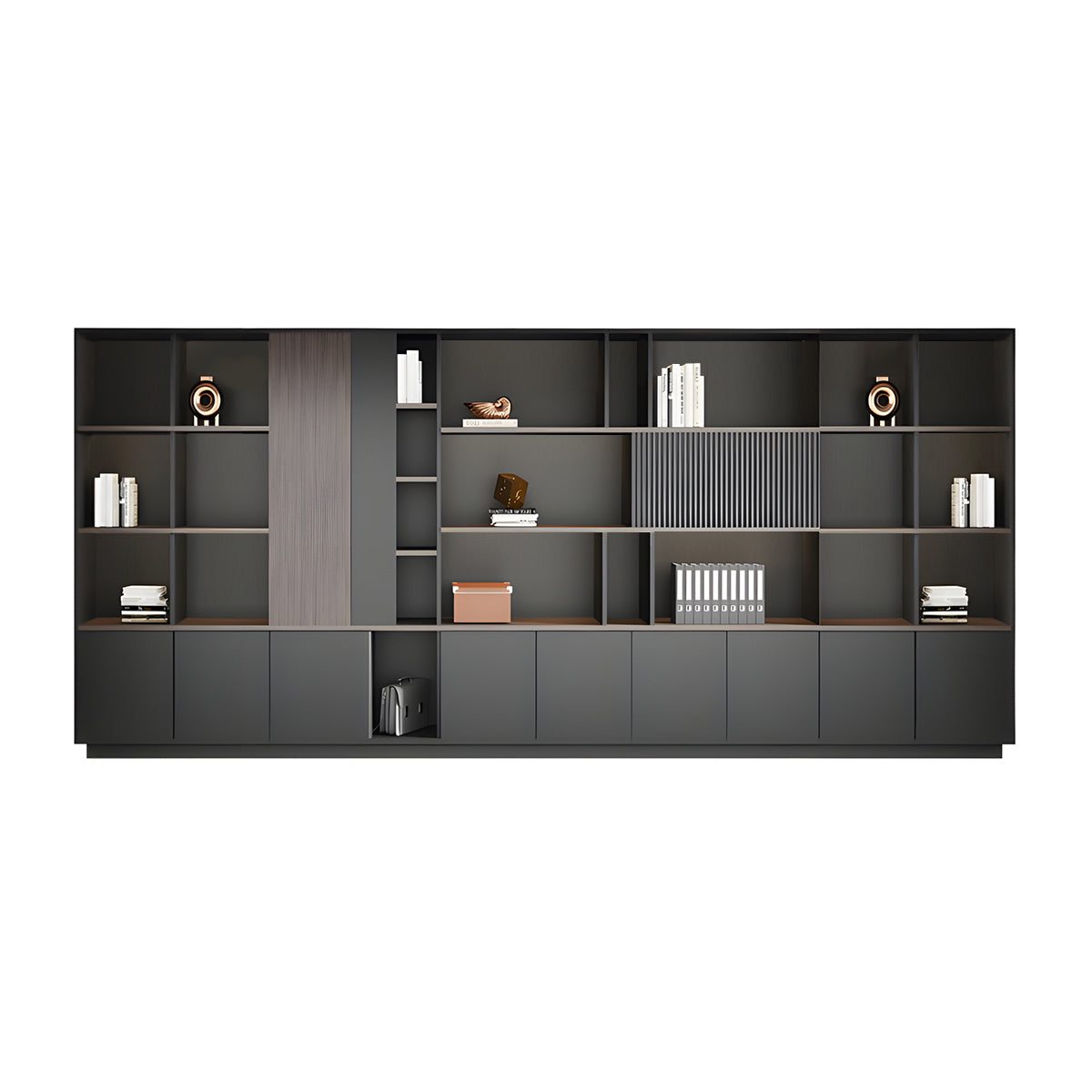 Elegant Storage Cabinet with Soft Lighting Strip and Open Storage