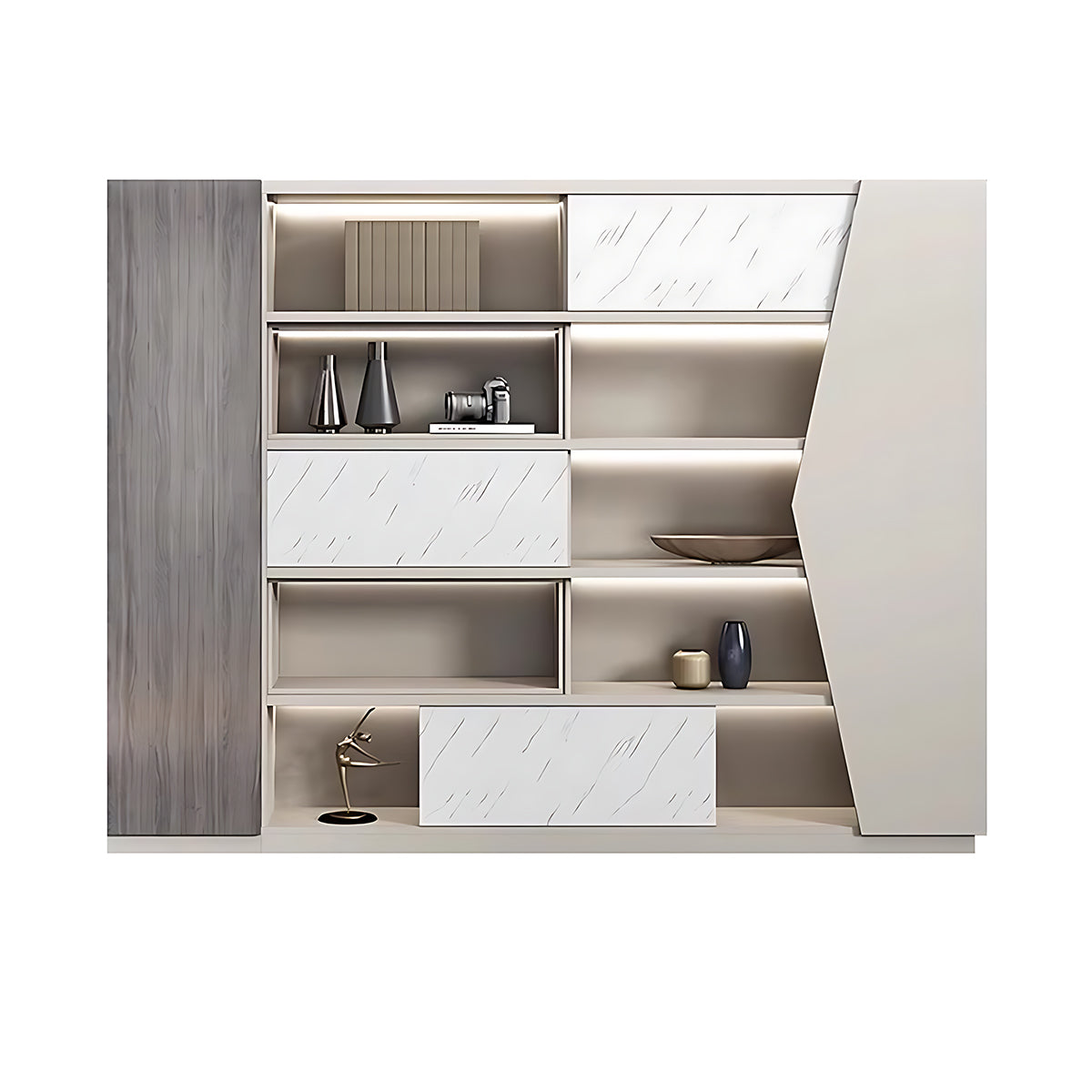 Minimalist Modern Storage Cabinet with Open and Closed Compartments