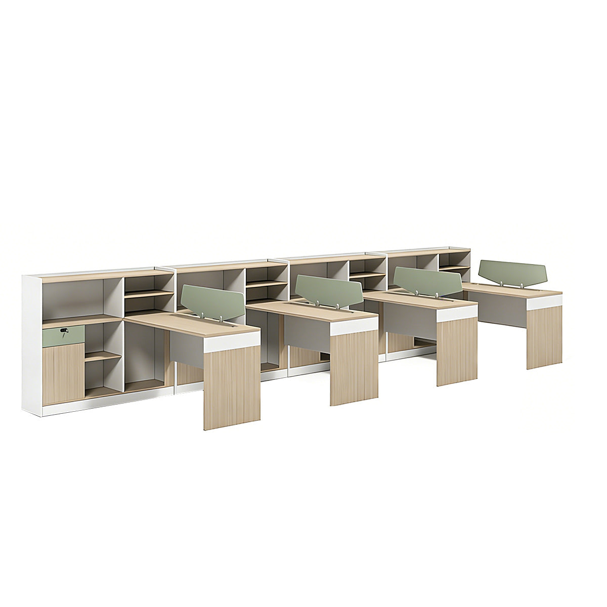 Minimalist Modern Office Desk with Built-In Power Outlets, Ample Side Storage