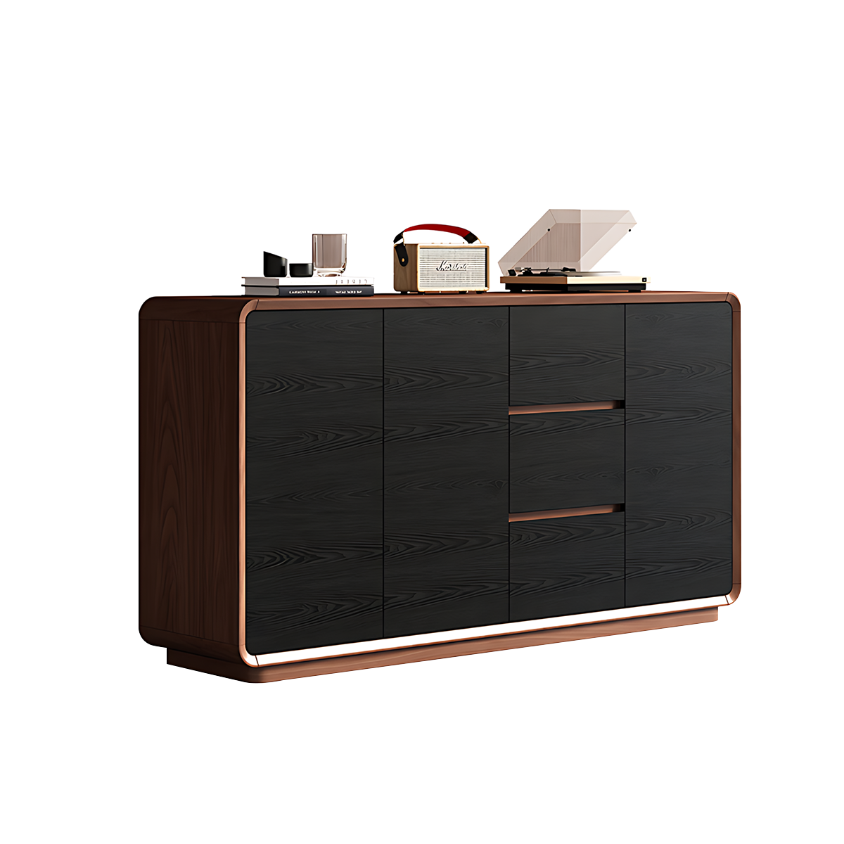 Sleek Solid Wood Sideboard with Adjustable Shelves and Hidden Handles