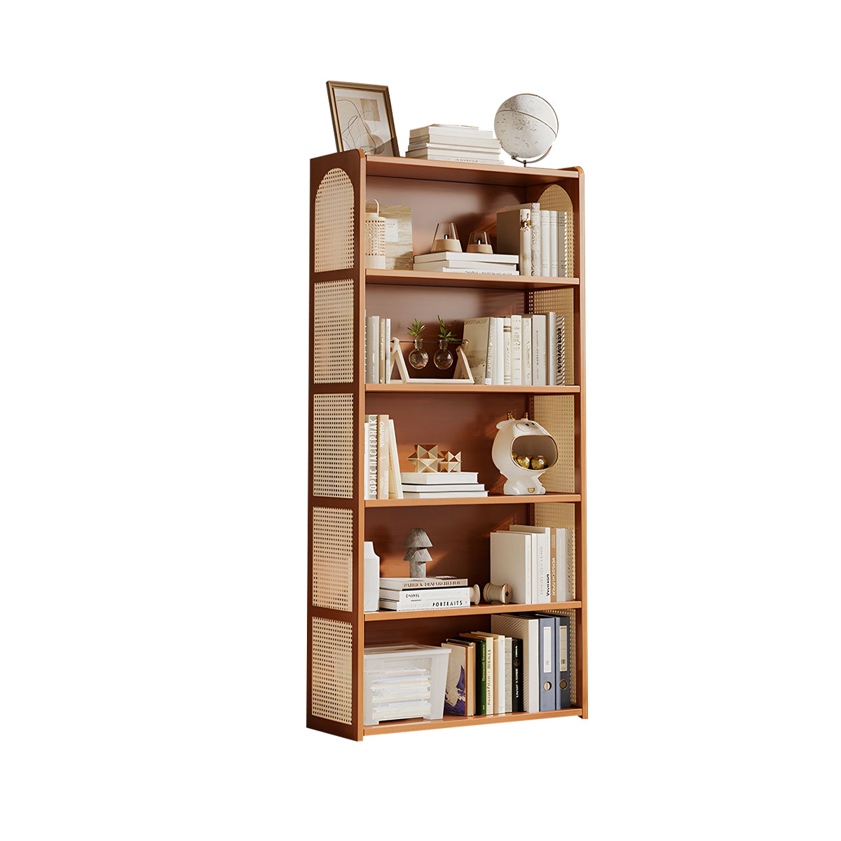 Multi-Functional Bamboo Bookshelf with Spacious Shelves and Raised Edges
