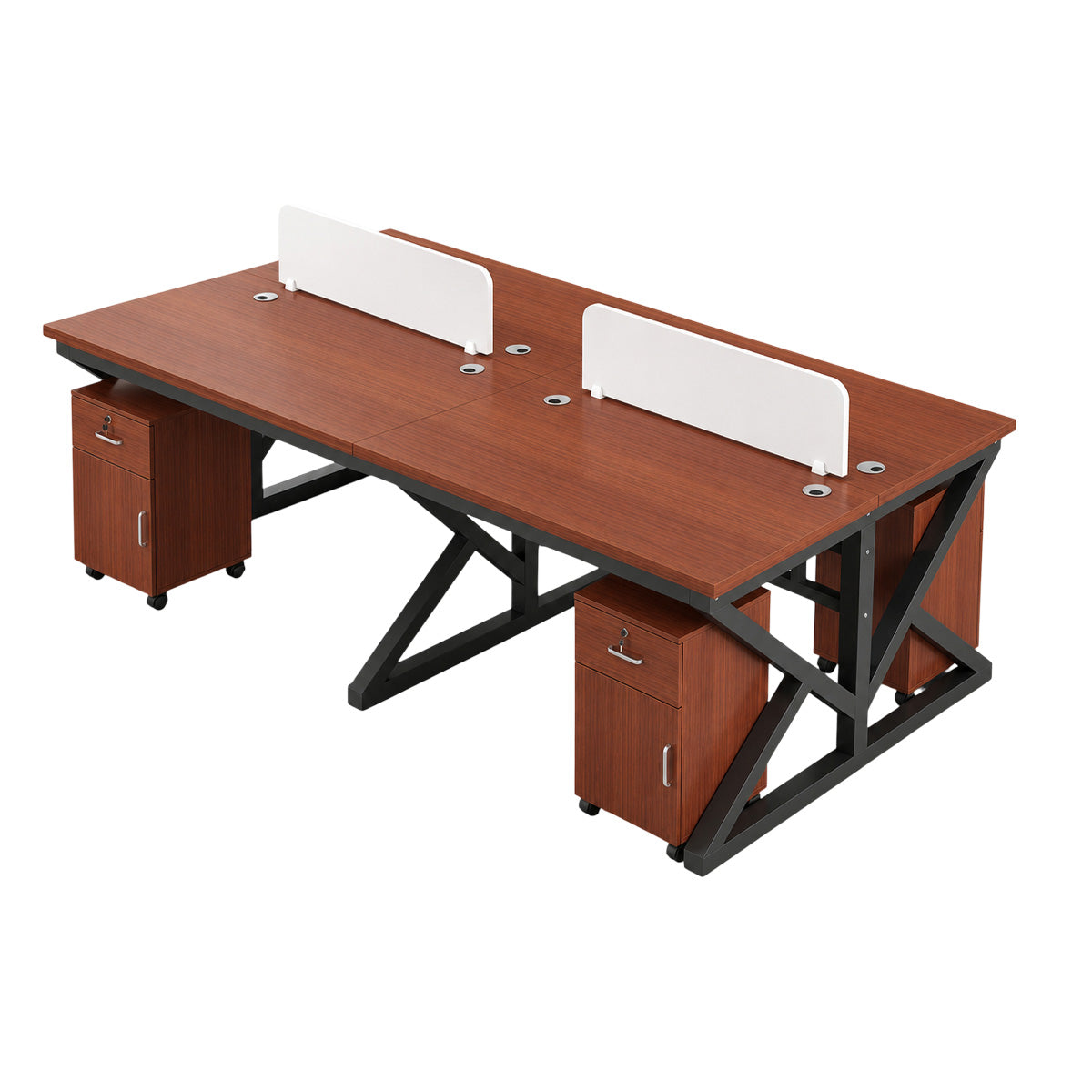 Modular Office Workstation Desk with Privacy Panels, Cable Grommets and Storage
