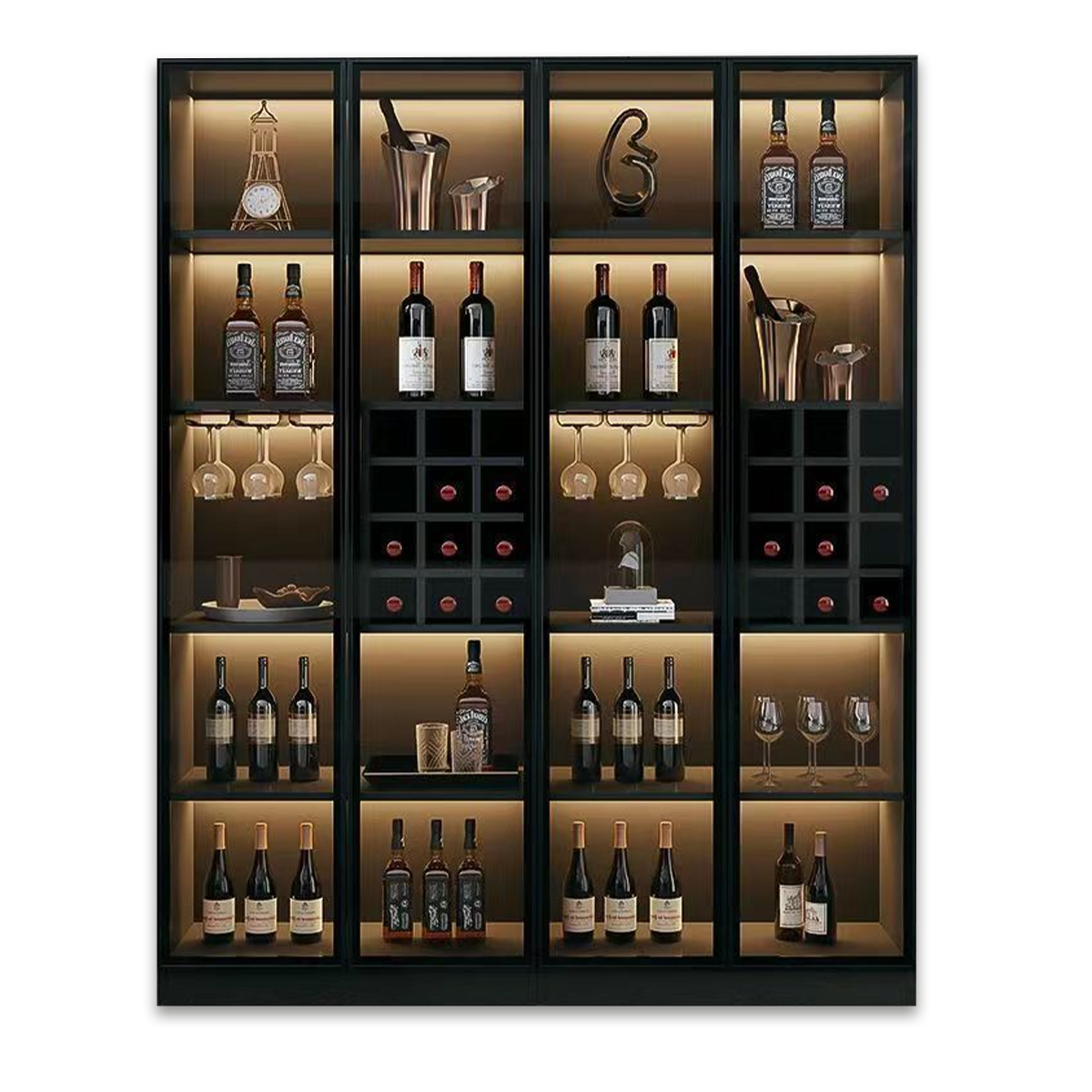 Italian-Inspired Luxurious Black Multi-Functional Display Cabinet