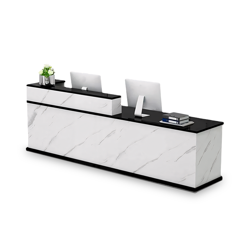 Minimalist Modern Functional Reception Desk with Thick Tabletop（Stock Items）