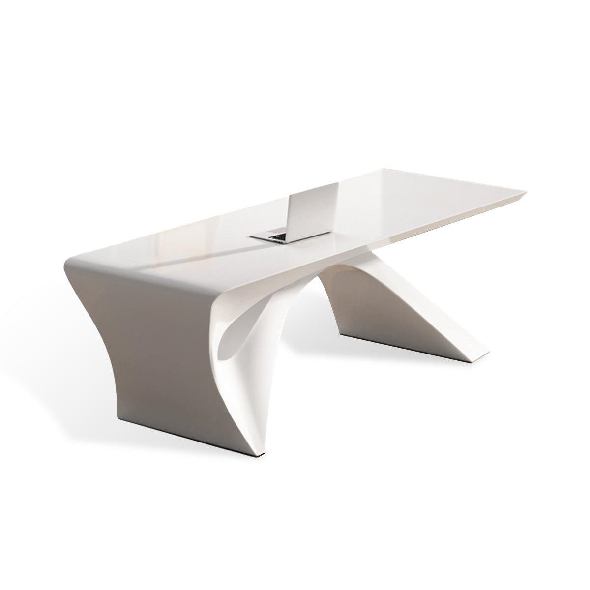 Minimalist Luxury High-End White Executive Desk with Unique Design