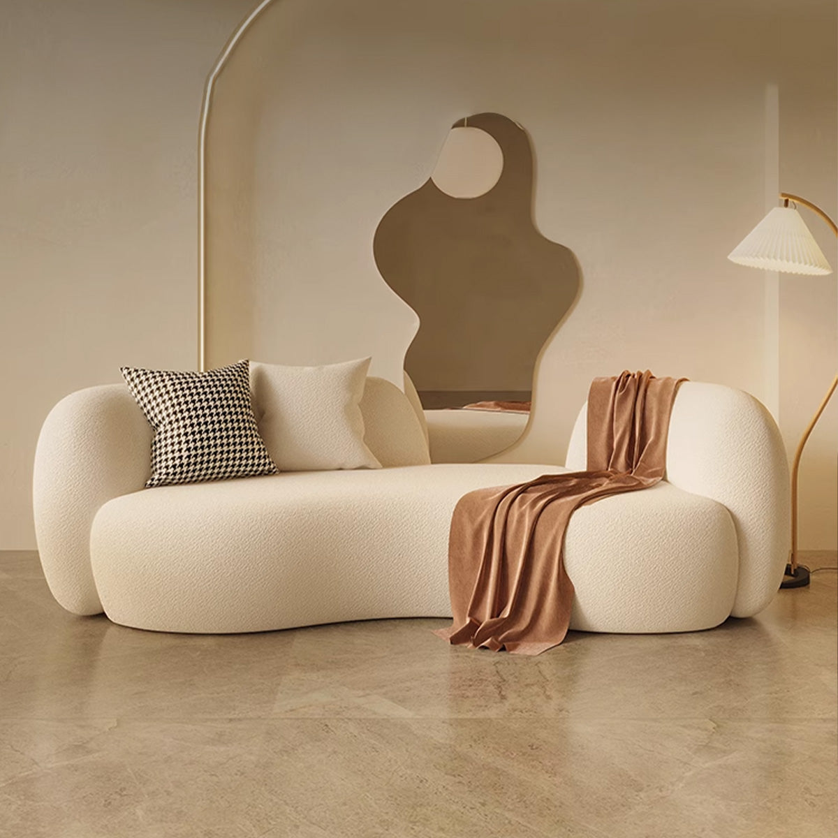 Modern Minimalist Upholstered Sofa with Rounded Corners