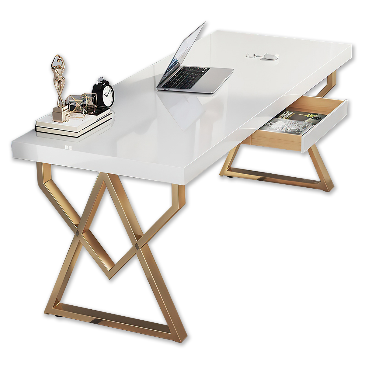 Rectangular Minimalist Office Desk with Unique Legs