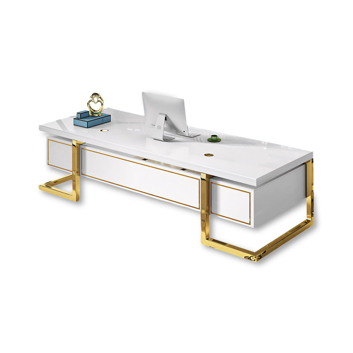 White Lacquered Executive Desk Office Desk