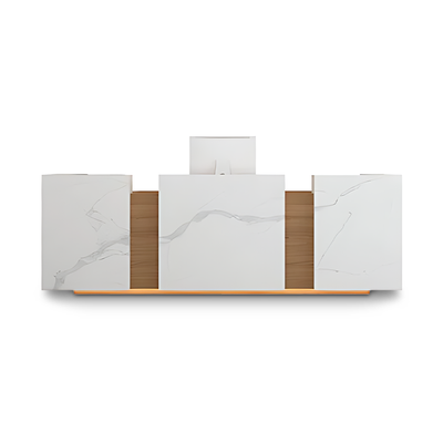 Marble Pattern Reception Desk Efficient Storage Easy Maintenance Durable Design