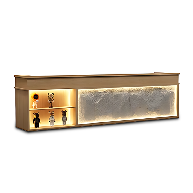 Retro Rectangular Reception Desk with LED Strip Lighting