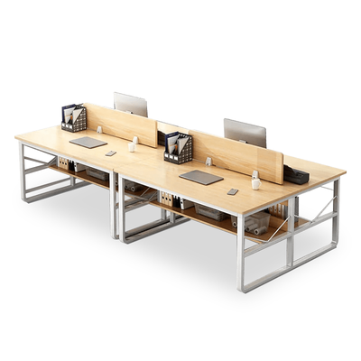 Simple  Office Desk with Partition for Staff, Freely Customizable, U Shaped Bracket