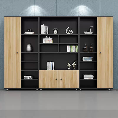 Rectangular Wooden File Cabinet with Open Storage Compartments