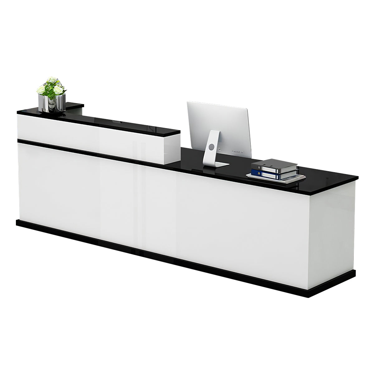Minimalist Modern Functional Reception Desk with Thick Tabletop