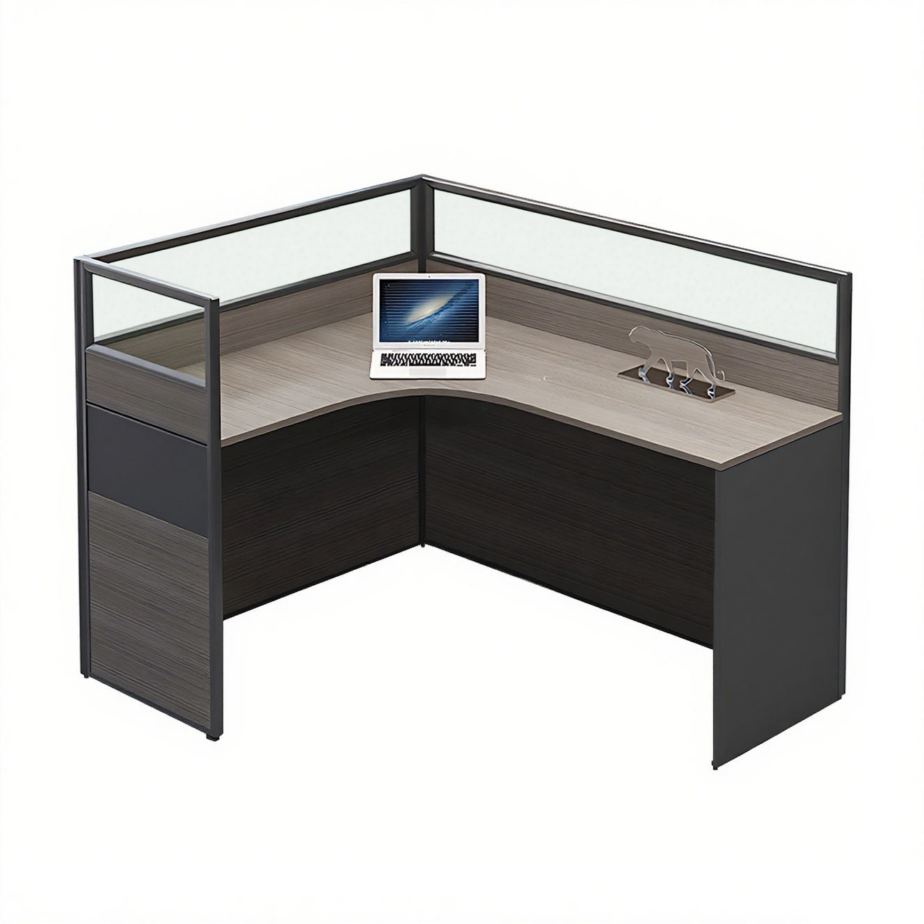 Minimalist Office Desk with Screen Partition, Four Seater