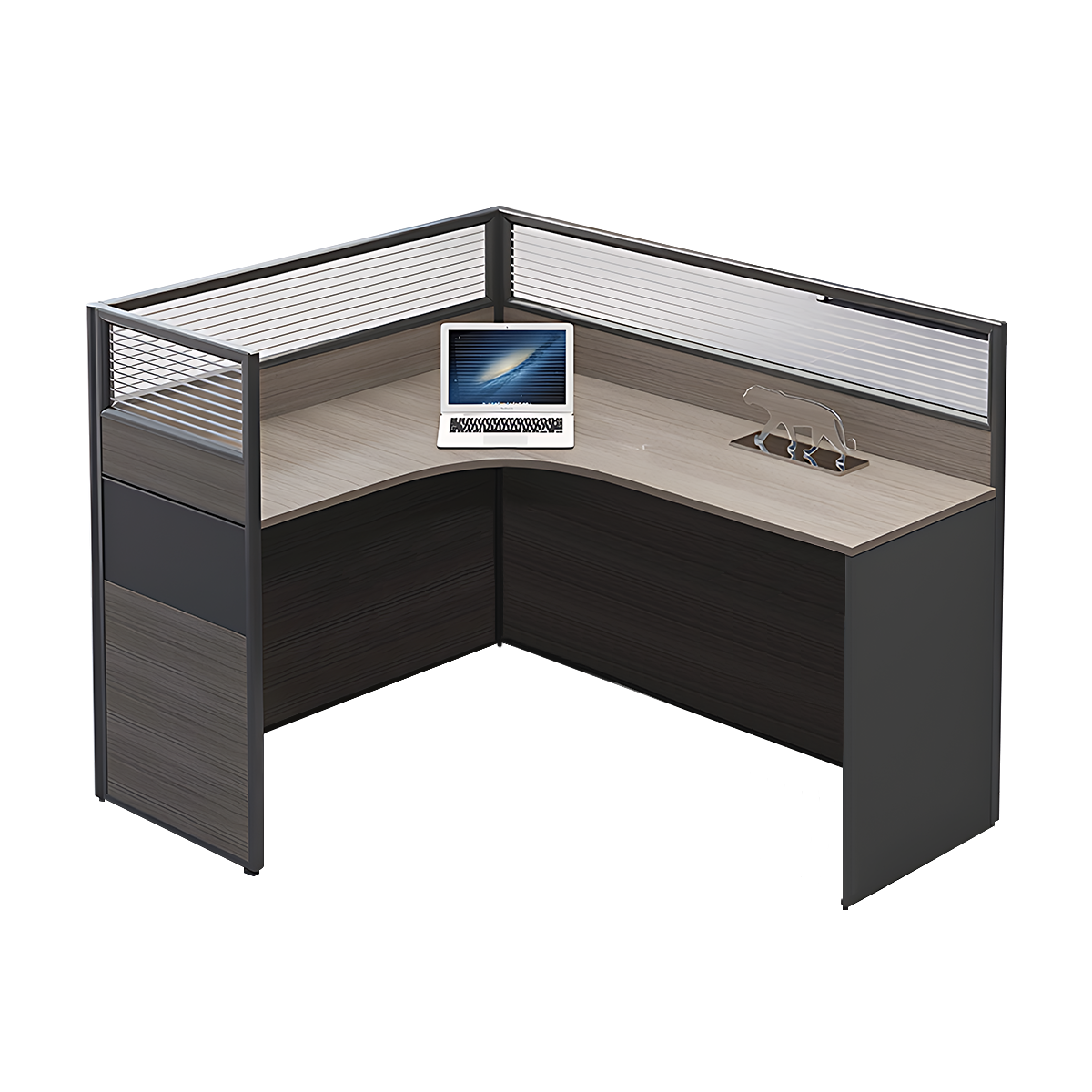 Minimalist Office Desk with Screen Partition, Four Seater