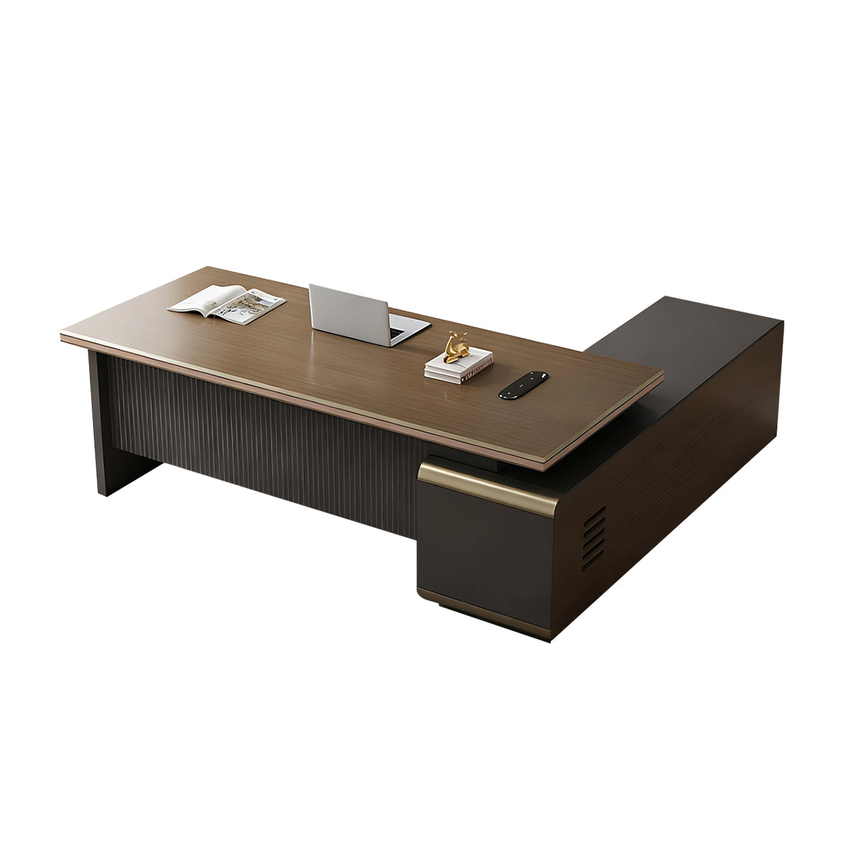 Premium Executive Office Desk with Cable Management and USB Fan, Eco-Friendly