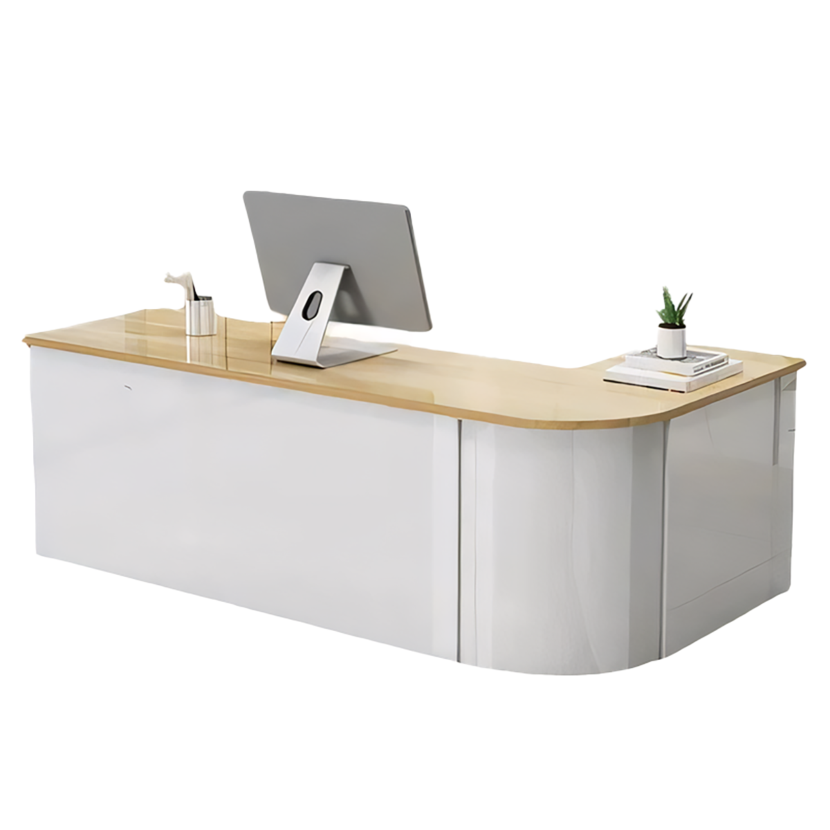 Reception Desk 47–142 in Wide with Storage & Privacy Panel for Office Lobby