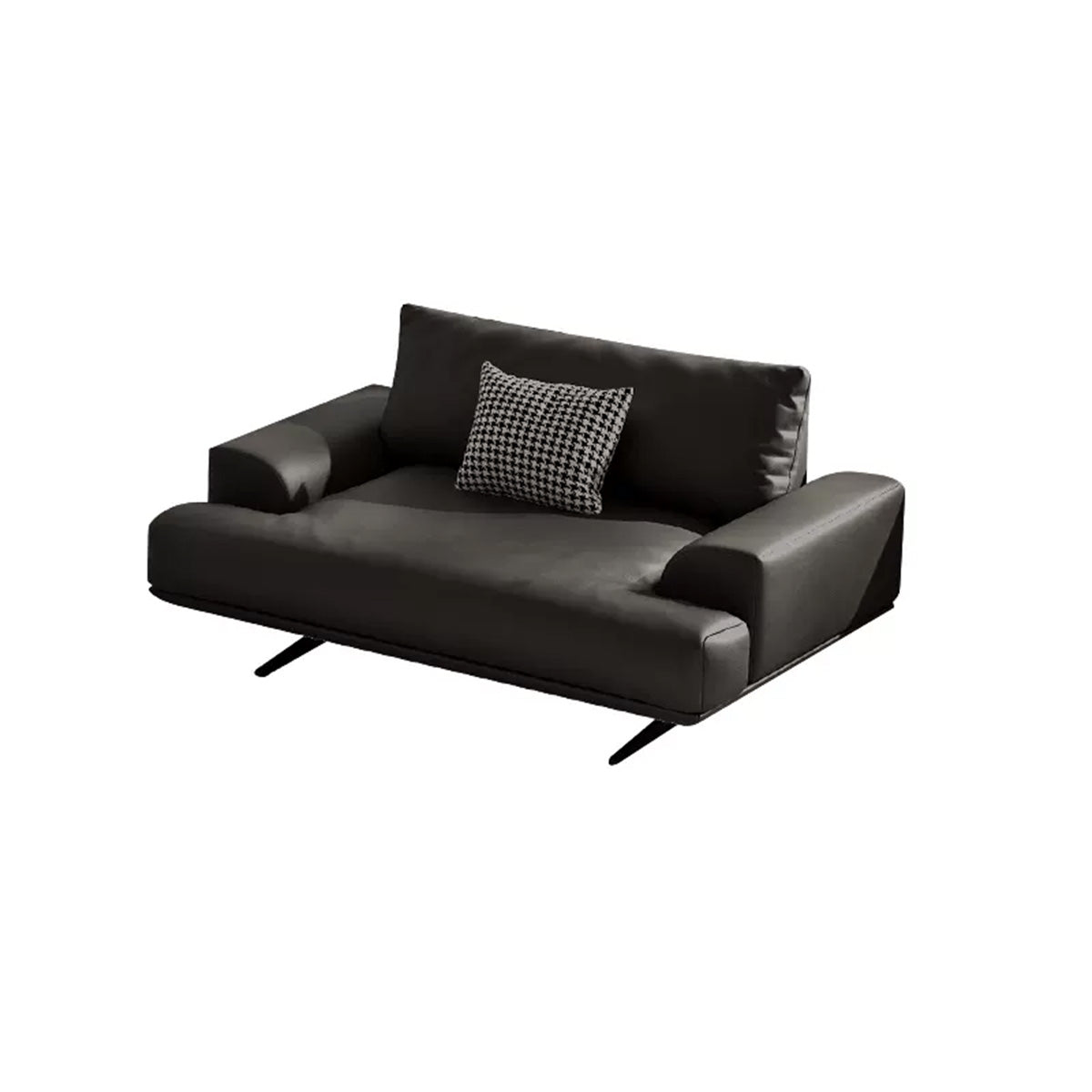 Italian-Style Leather Sofa with Wide Armrests