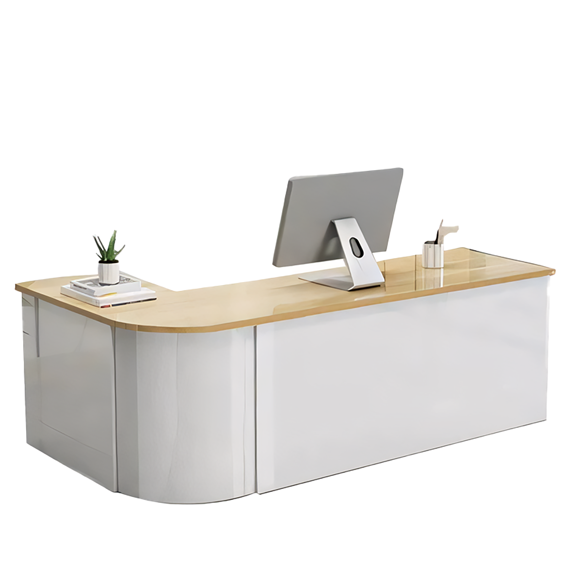 Reception Desk 47–142 in Wide with Storage & Privacy Panel for Office Lobby