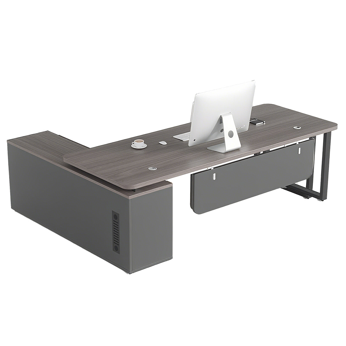 Minimalist Spacious Employee Desk with Sturdy Large Side Cabinet and Robust Legs