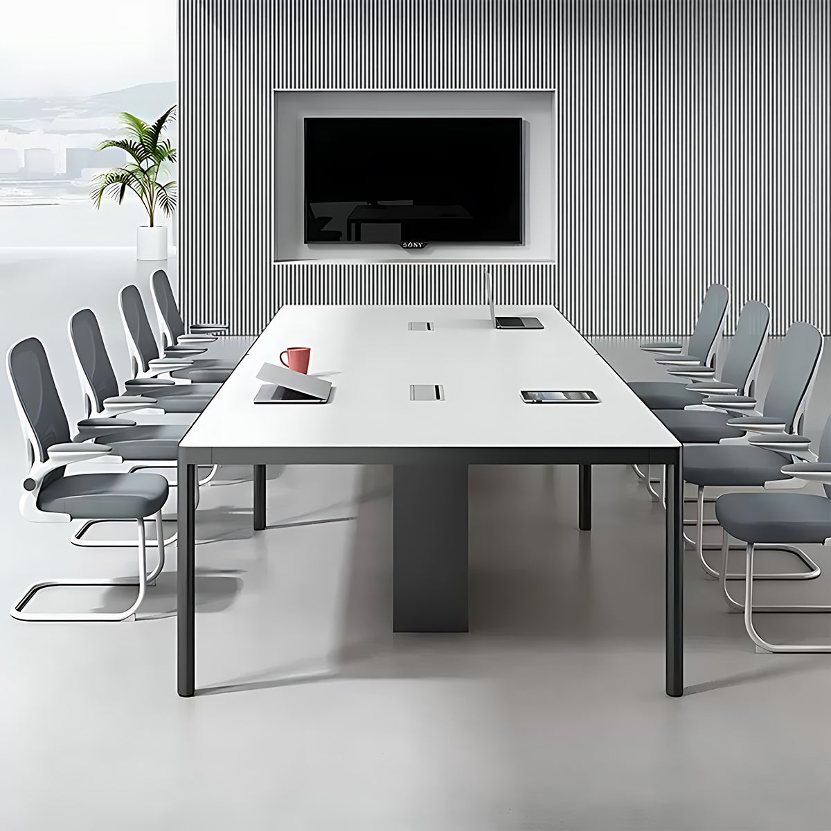 Rectangular Conference Table Wrapped In Aluminum