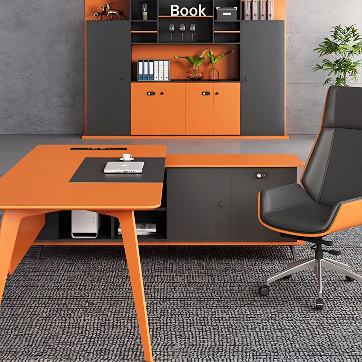 Stylish Executive Desk with Rounded Corner Design, Nordic Style