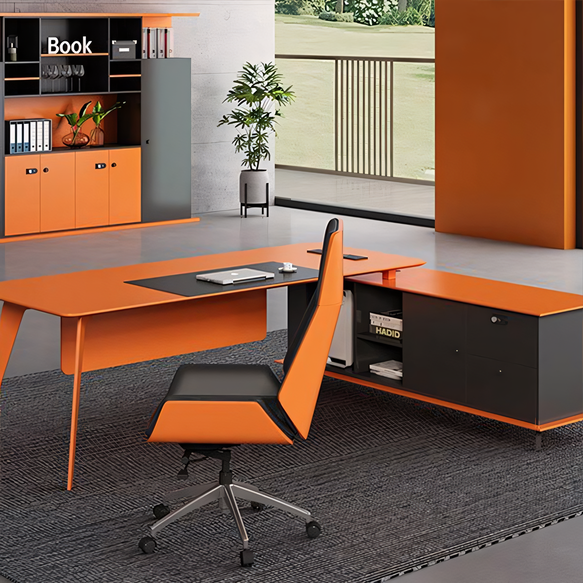 Stylish Executive Desk with Rounded Corner Design, Nordic Style