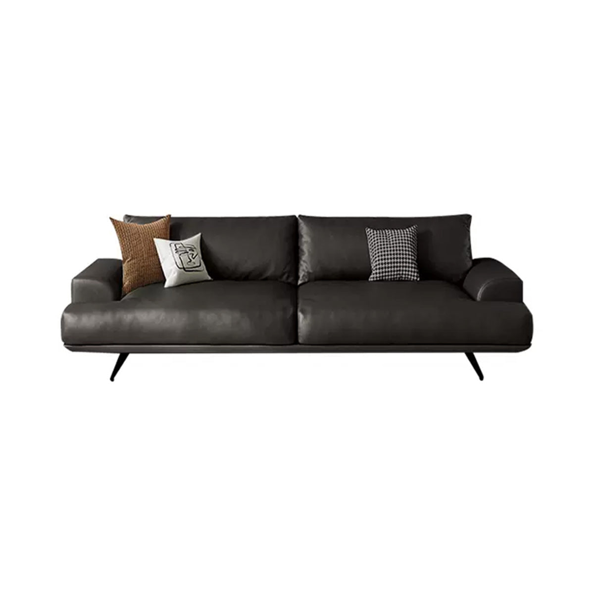 Italian-Style Leather Sofa with Wide Armrests