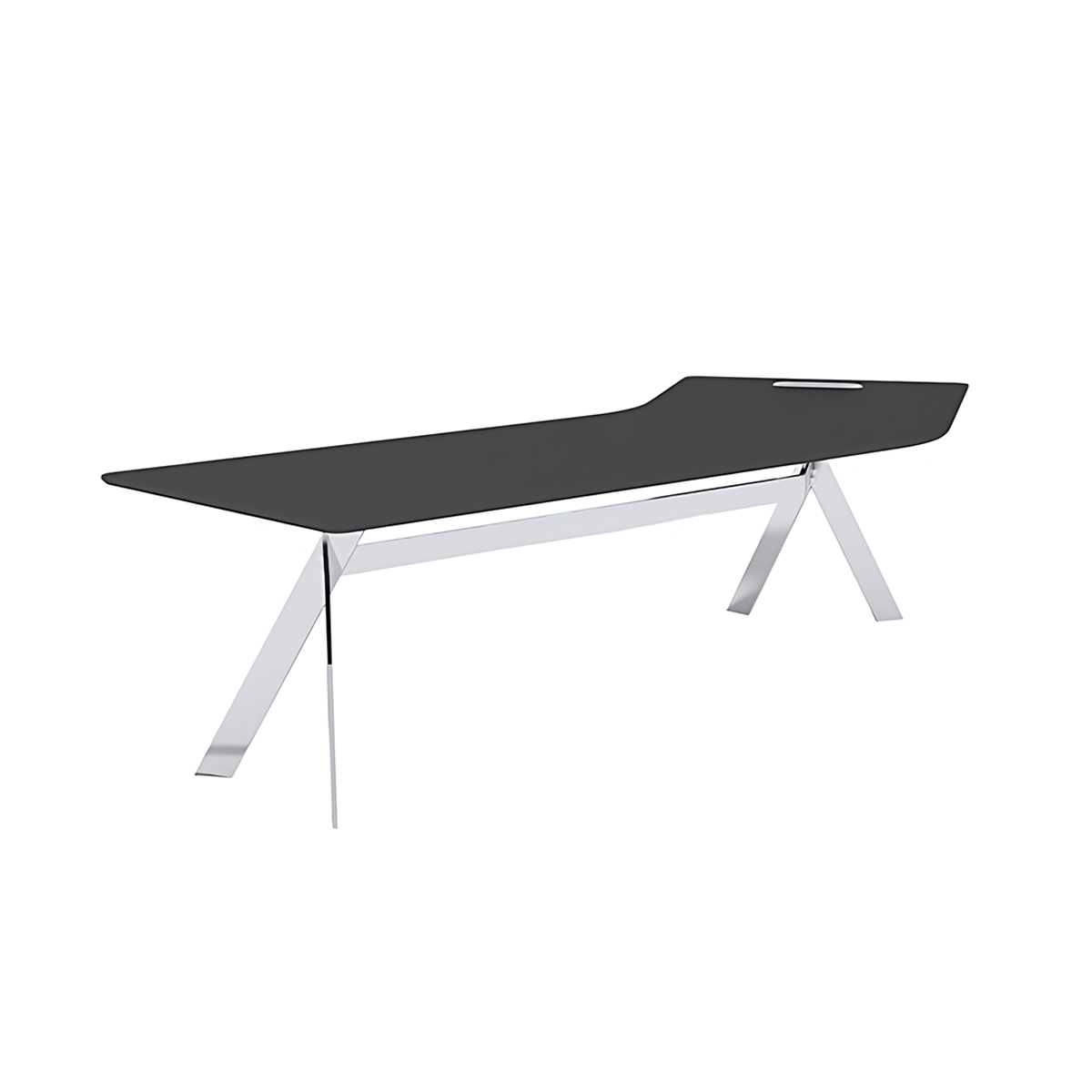 Modern Office Desk with Stainless Steel Legs and Cable Management