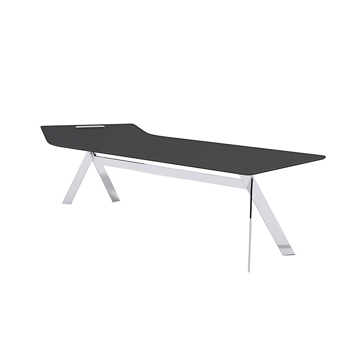 Modern Office Desk with Stainless Steel Legs and Cable Management