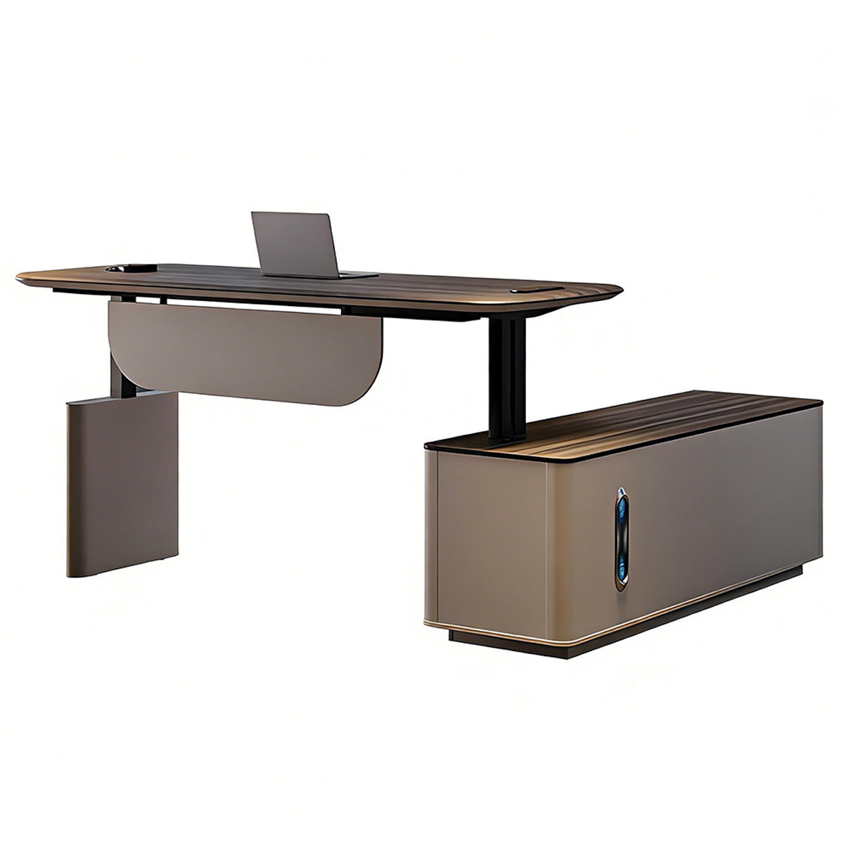 Sophisticated Multi-Functional Executive Desk with Adjustable Height for Home Office or Workspace