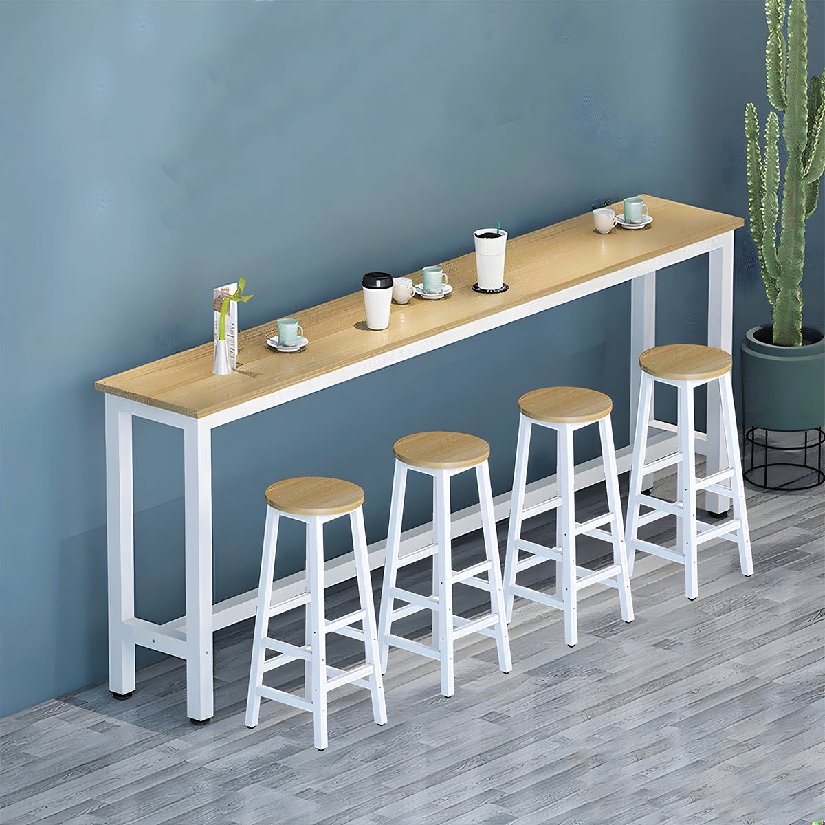 Solid Wood Bar Table Narrow Long Bar Top Table