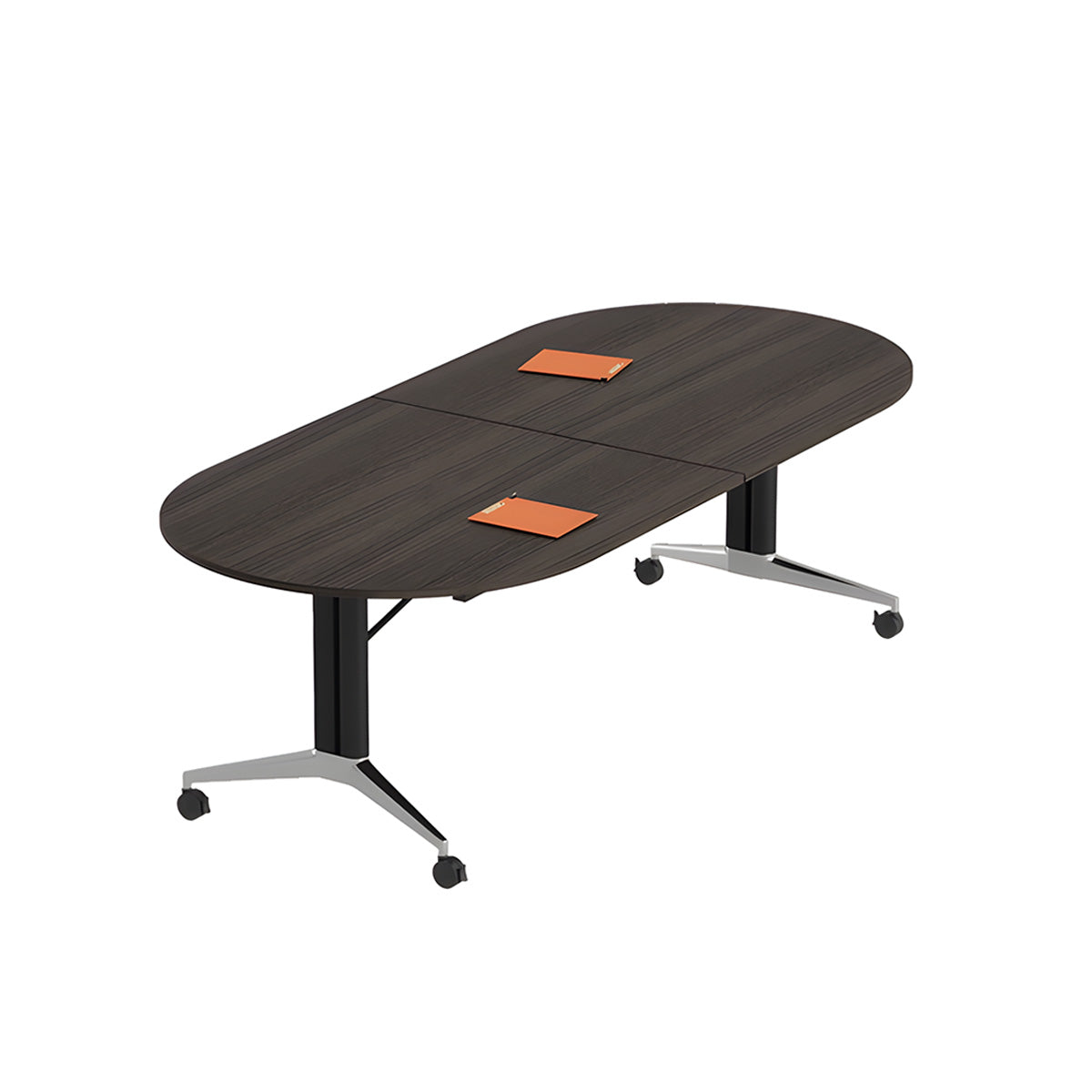 Folding Conference Table with Oval Top and Aluminum Legs for Offices