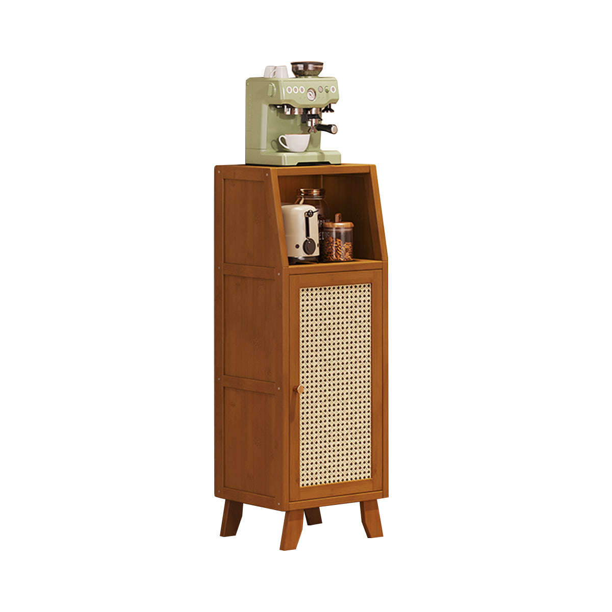 Eco-Friendly Bamboo Sideboard with Flip-Top Drawers and Storage Compartments