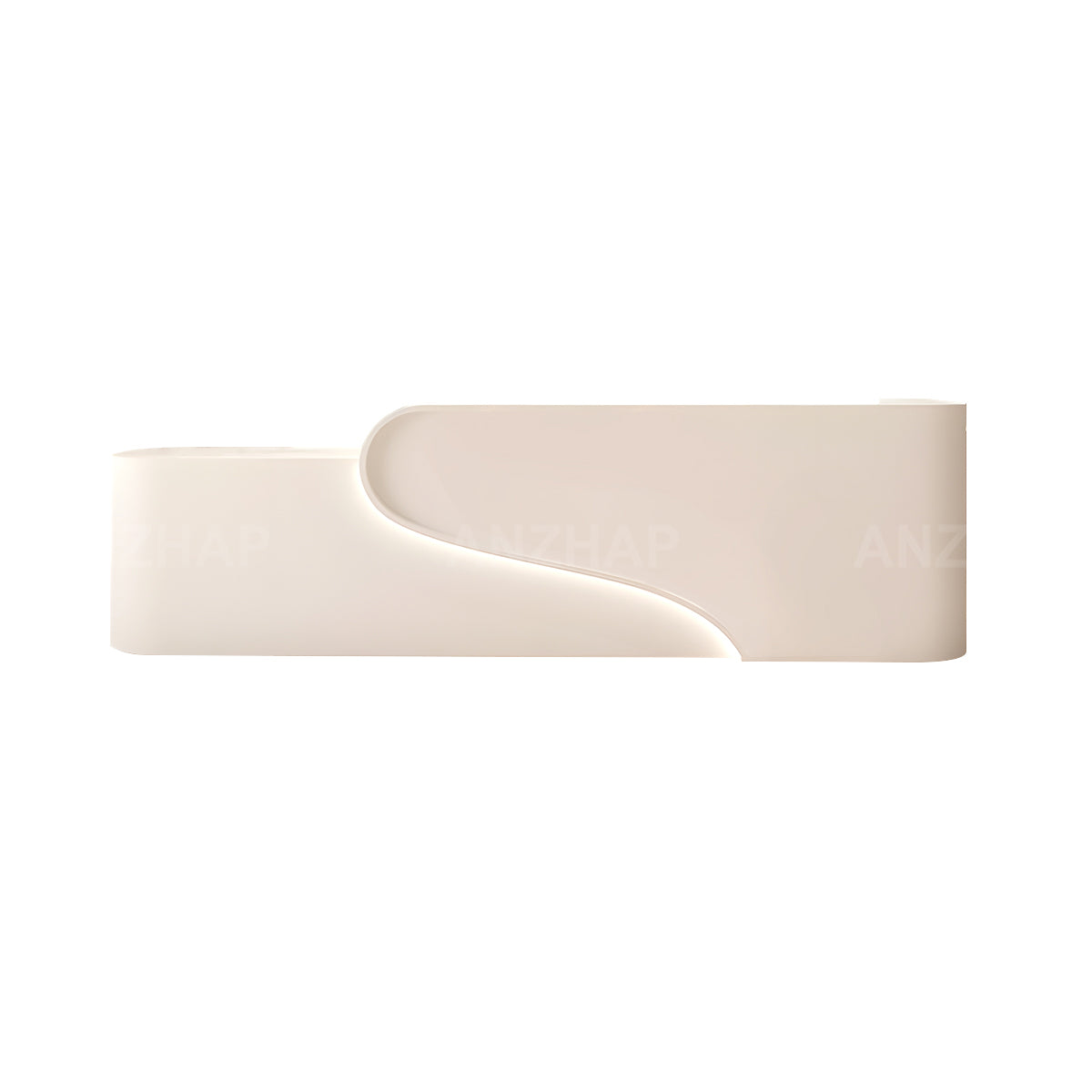 Modern Reception Desk with Rounded Corners, LED Lighting & Storage
