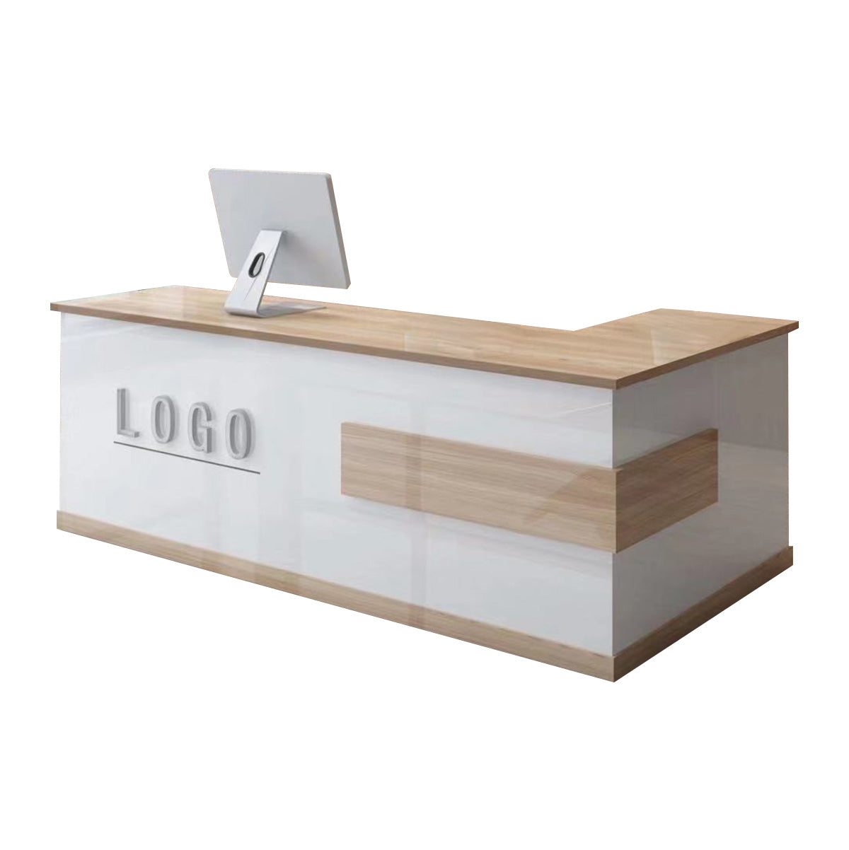 Sleek Luxurious L-Shaped Reception Desk with Thick Desktop（West Coast）